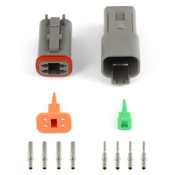Plug and Pins Only - Matching Set of Deutsch DT-4 Connectors (DT06-4S + DT04-4P) - (13 Amp)